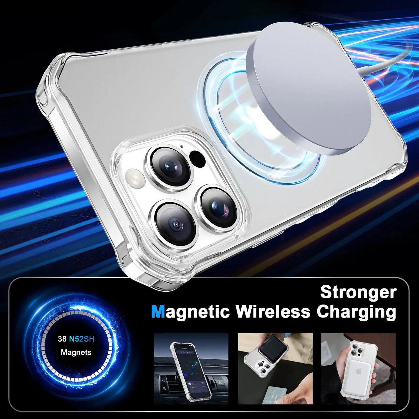 WeFor Magnetic Case For iPhone 16 Pro Max Plus With MagSafe Ring Stand