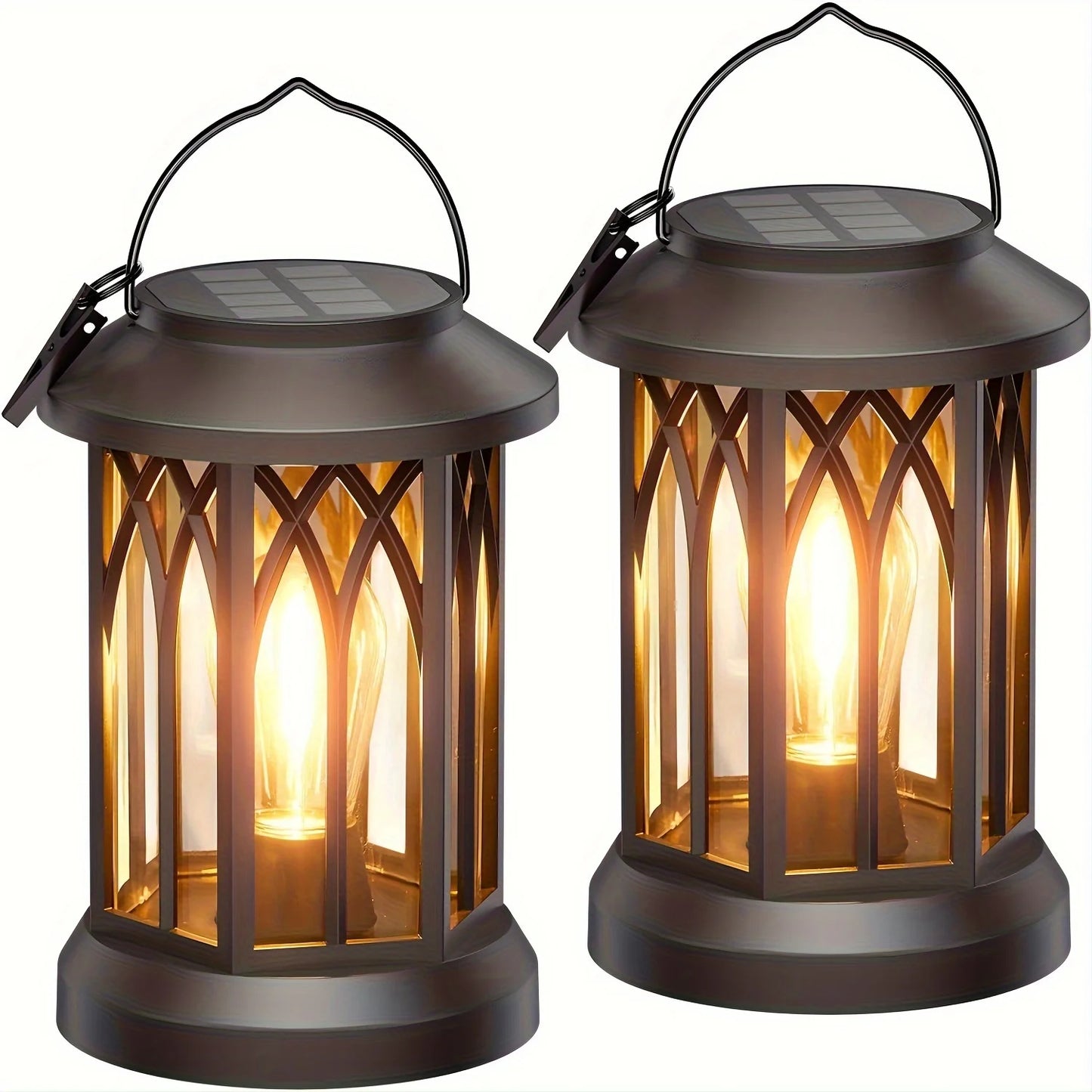 2 Pack Upgraded Solar Lantern Lights Outdoor Warm Light