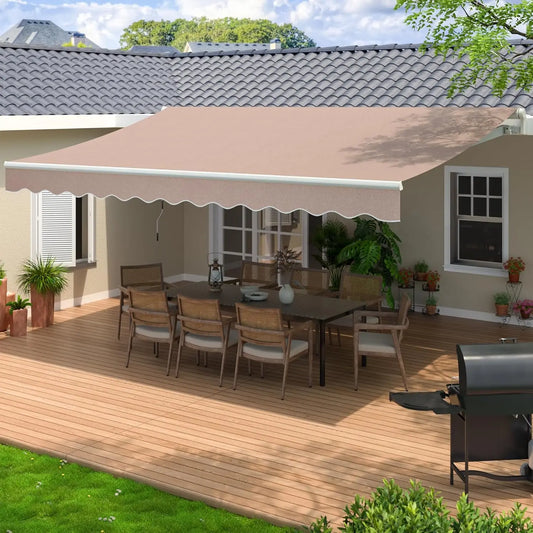 Retractable Awning 13 x 8 ft Sun Shade Shelter Cover,Outdoor Patio Awnings for Shop, Restaurant, Cafe, Courtyard,Balcony