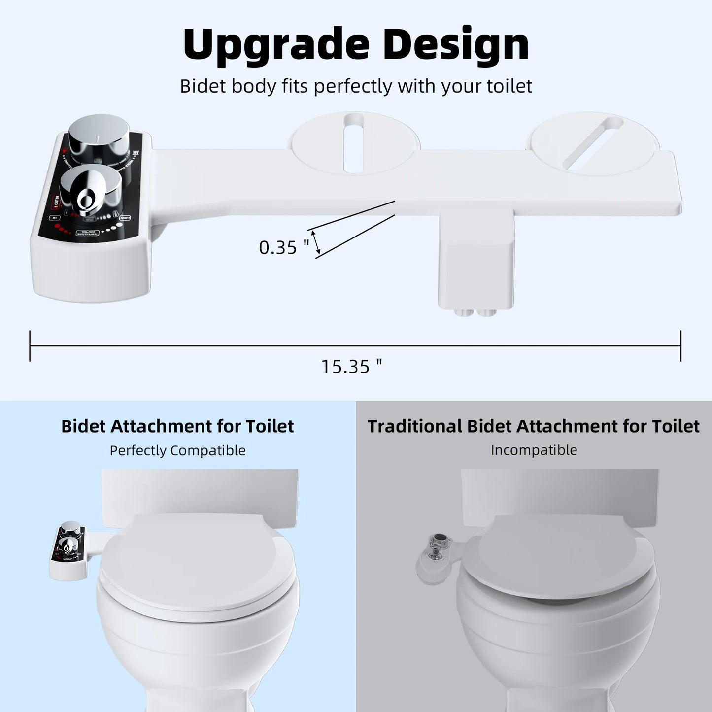 Bidet Attachment For Toilet Hot And Cold Water Spray Non Electric Dual Nozzle