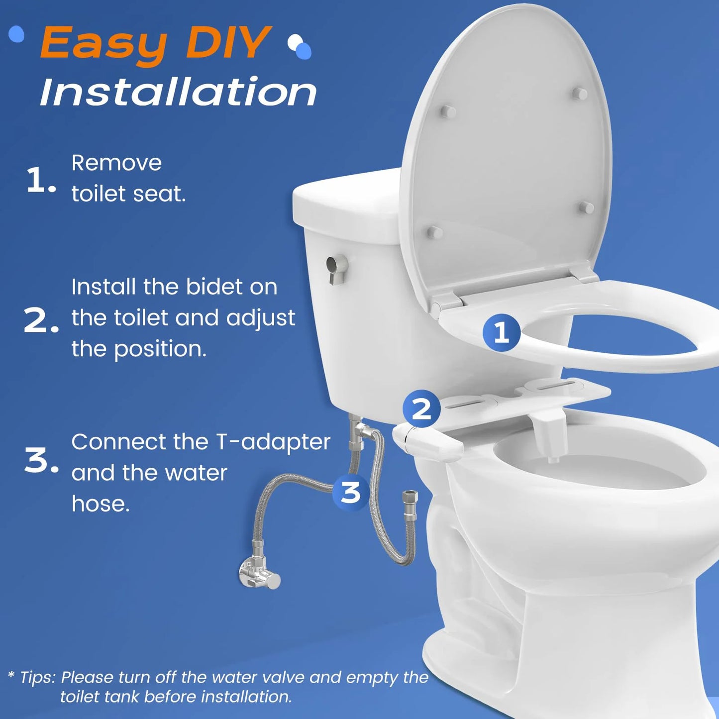 Ultra Slim Bidet Attachment For Toilet With Dual Nozzle Frontal Self Cleaning