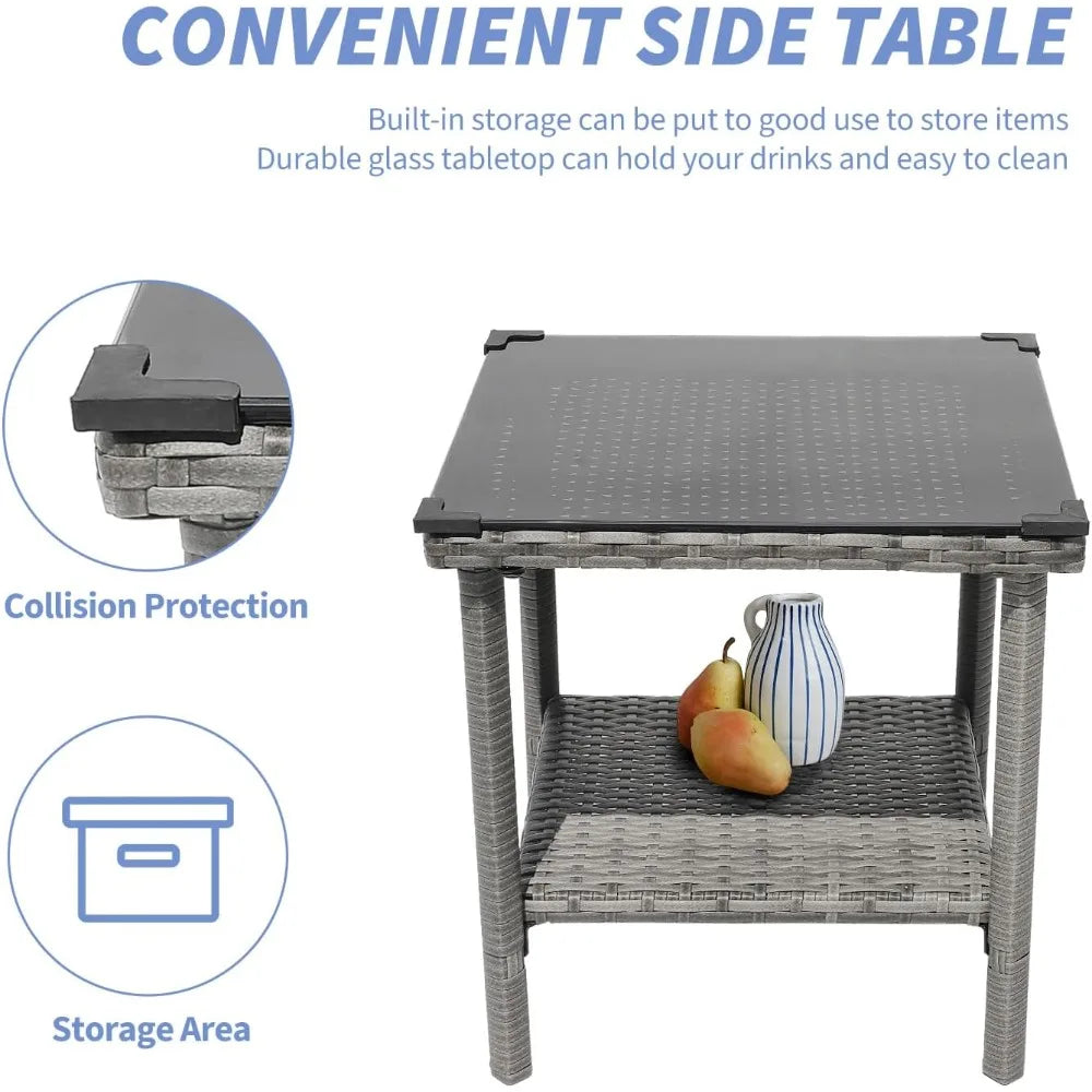 Angduo 5 Piece Outdoor Patio Set With Table And Ottomans