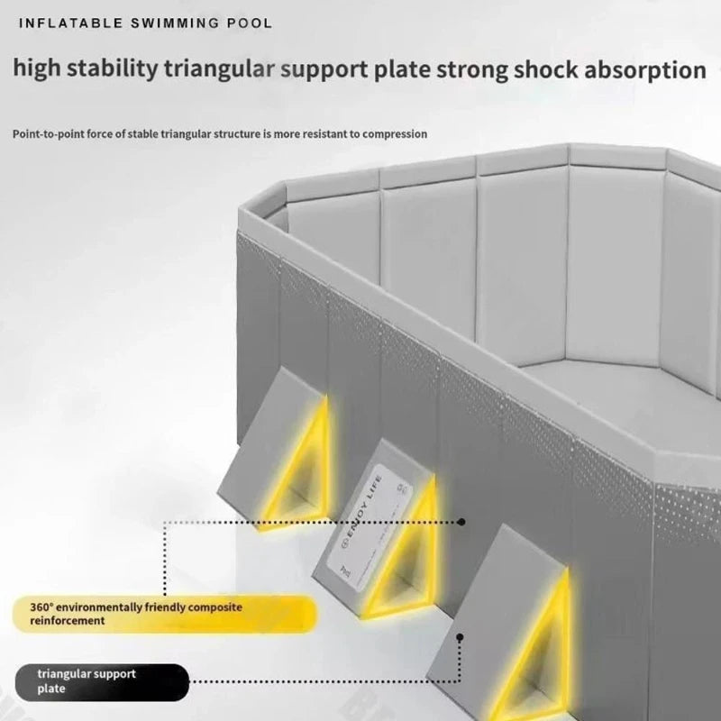 2.6M Foldable Non Inflatable Pool With Hard Plastic Shell