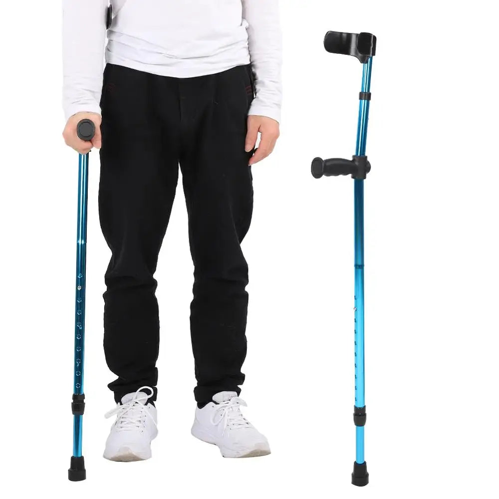 Alloy Folding Crutch Adjustable Telescopic Underarm Cane