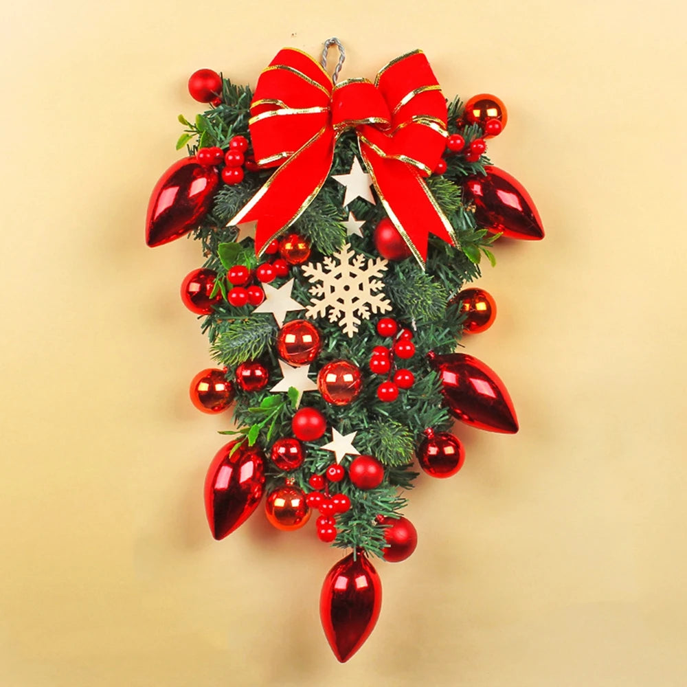 Christmas Ball Wreath Pine Cones Berry Garland Front Door