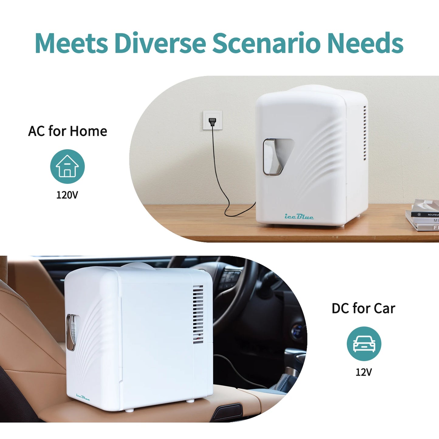 IceBlue Retro Mini Fridge 4L 6 Can Makeup Skincare Portable