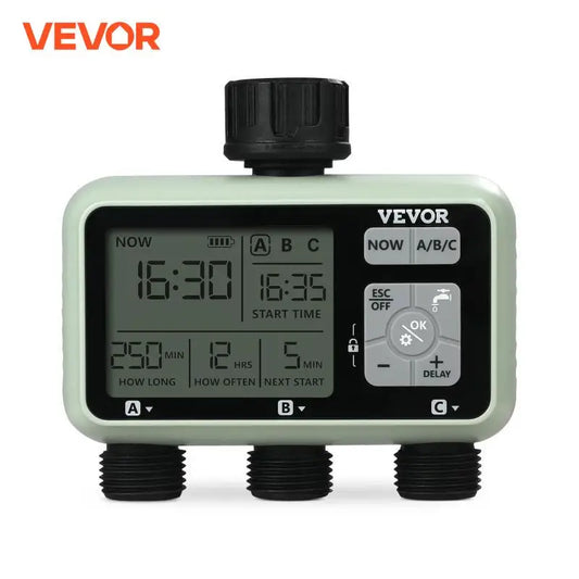 Vevor Water Timer With Three Outlets LCD Display Rain Delay